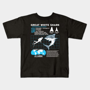 Great White Shark Fact Sheet Kids T-Shirt